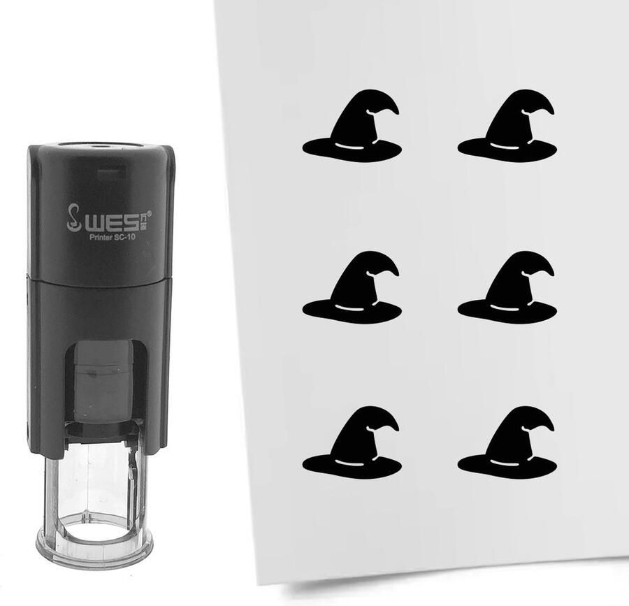 CombiCraft Stempel heksenhoed 10mm rond zwarte inkt per 1 stuk