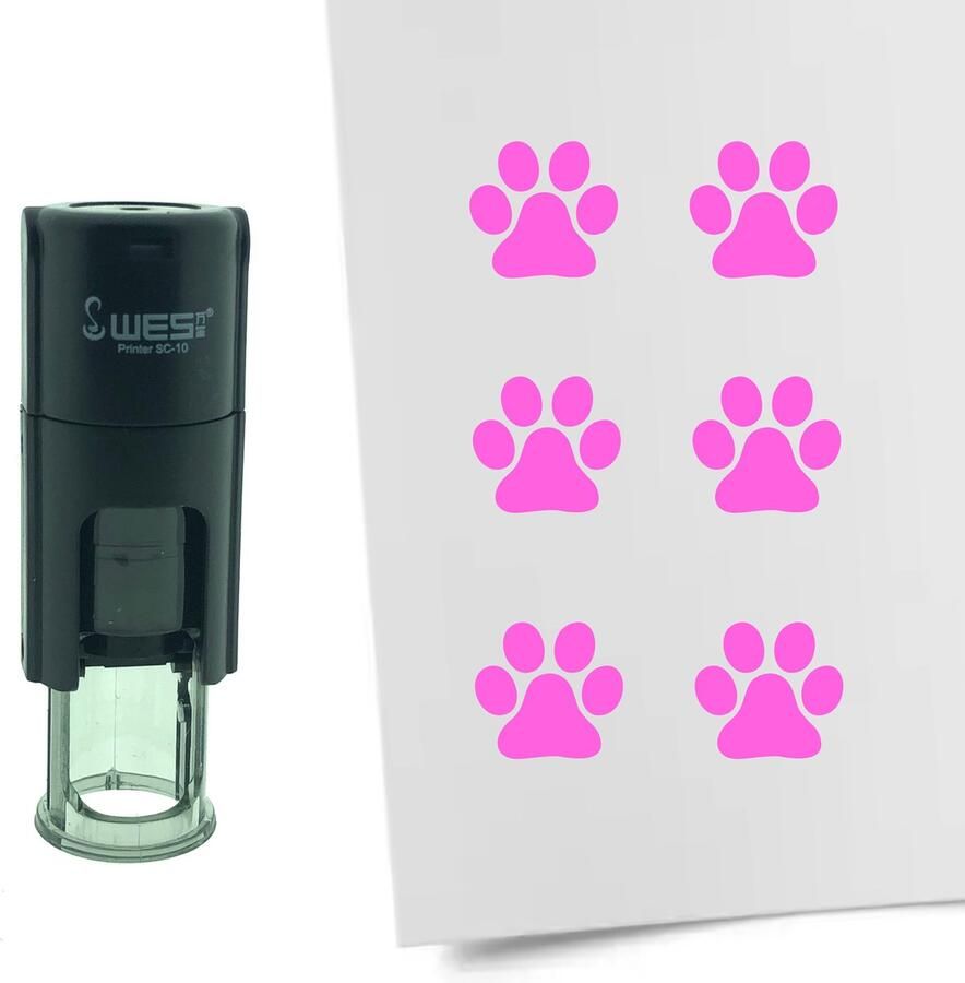 CombiCraft Stempel Hondenpoot van Hond 10mm rond roze inkt