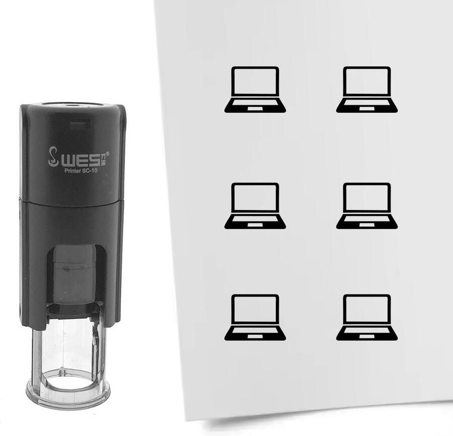 CombiCraft Stempel laptop 10mm rond zwarte inkt per 1 stuk