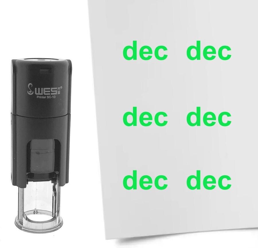 CombiCraft Stempel maand december 10mm rond groene inkt per 1 stuk