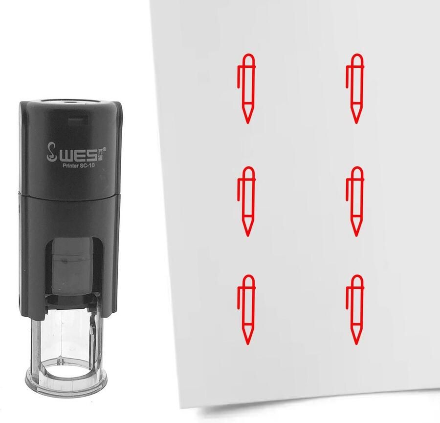 CombiCraft Stempel pen 10mm rond rode inkt per 1 stuk