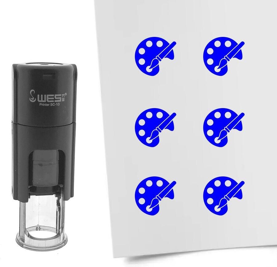 CombiCraft Stempel schilderspalet 10mm rond blauwe inkt per 1 stuk