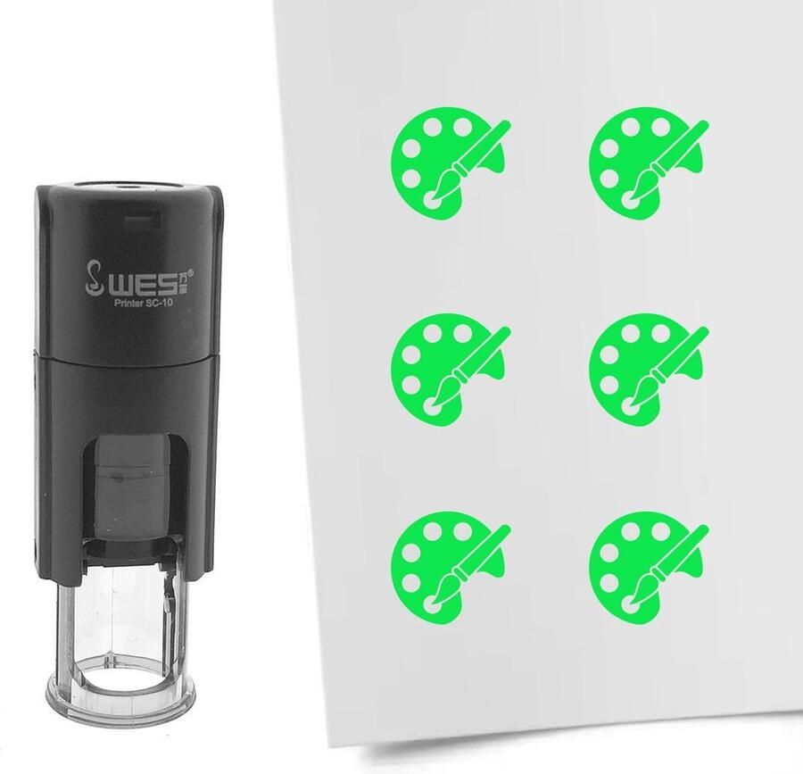 CombiCraft Stempel schilderspalet 10mm rond groene inkt per 1 stuk