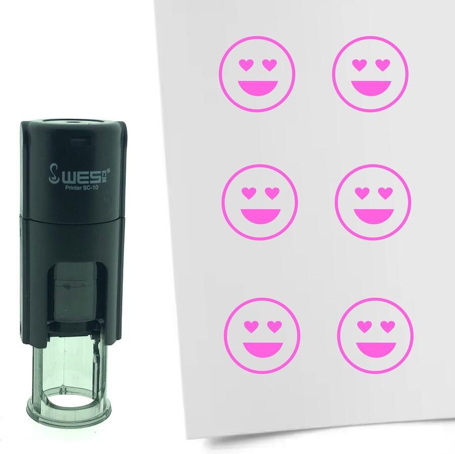 CombiCraft Stempel Smiley Liefde 10mm rond Roze inkt