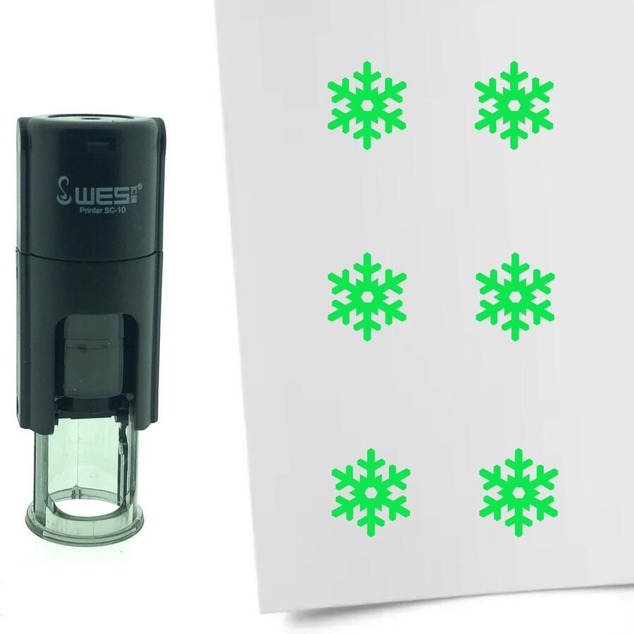 CombiCraft Stempel Sneeuwvlok 10mm rond groene inkt
