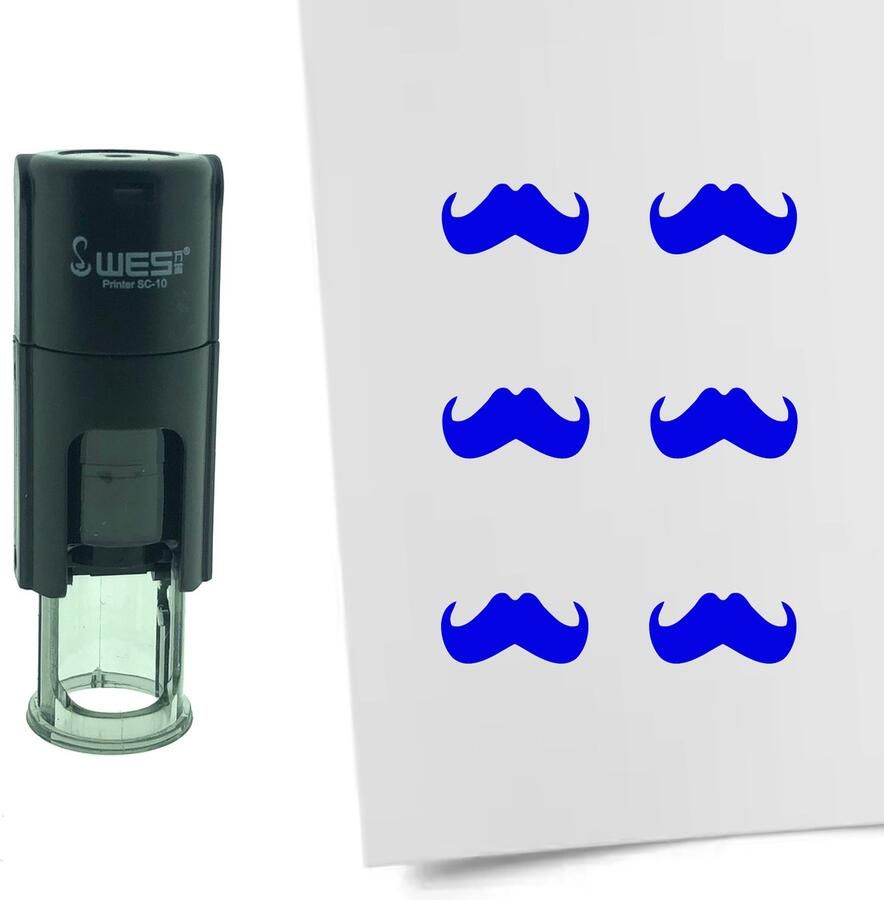 CombiCraft Stempel Snor 10mm rond blauwe inkt
