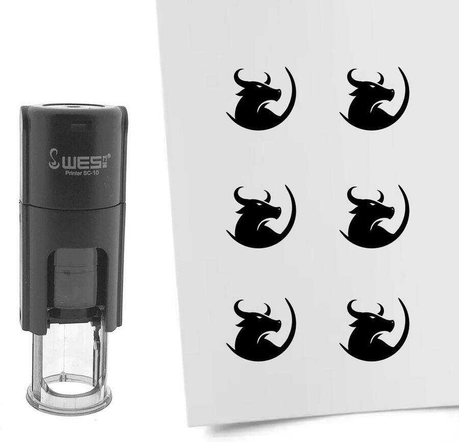 CombiCraft Stempel stier 10mm rond zwarte inkt per 1 stuk