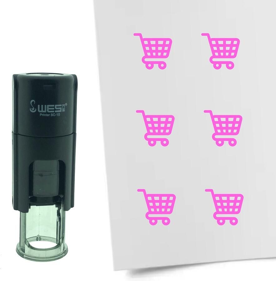 CombiCraft Stempel Winkelwagen 10mm rond roze inkt