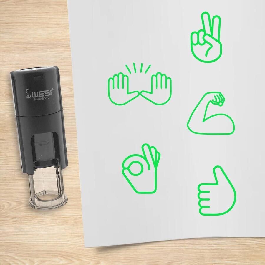 CombiCraft stempelset handen emoji's groen met 5 stempels