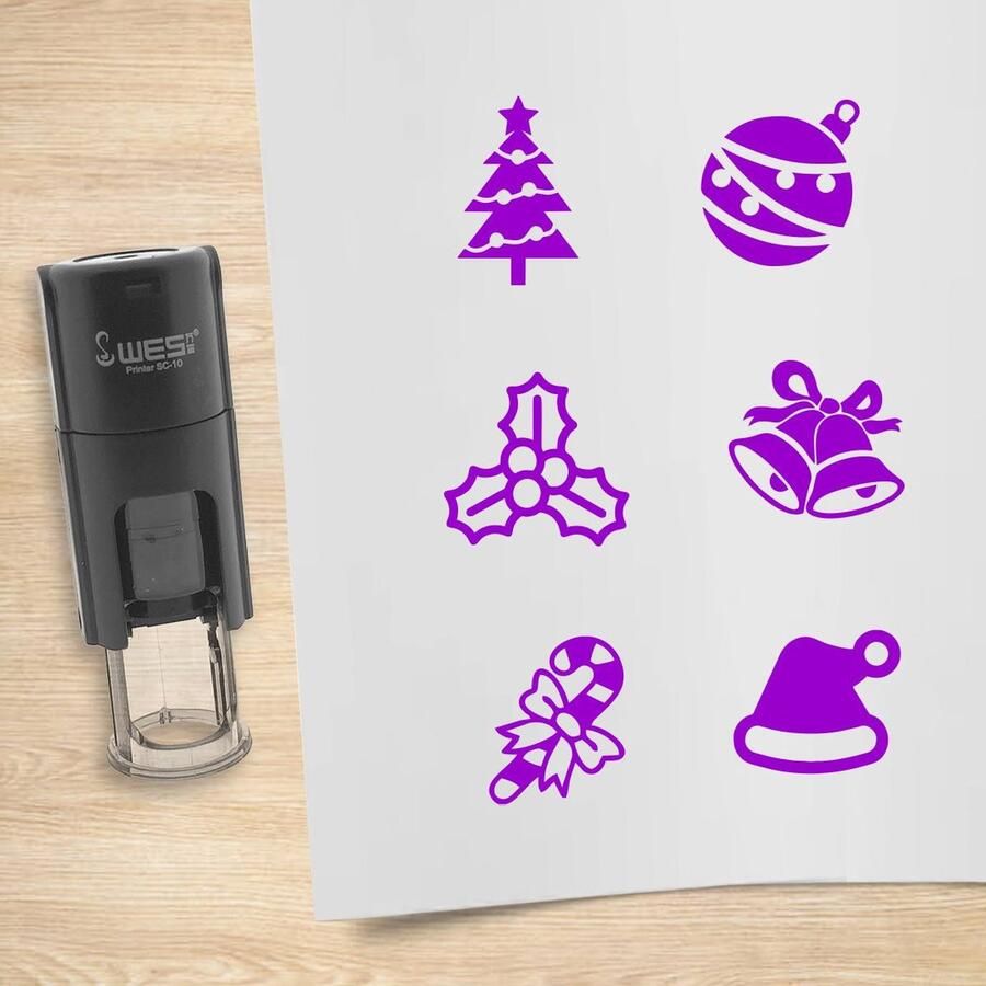 CombiCraft stempelset Kerst zwart paars 6 stempels