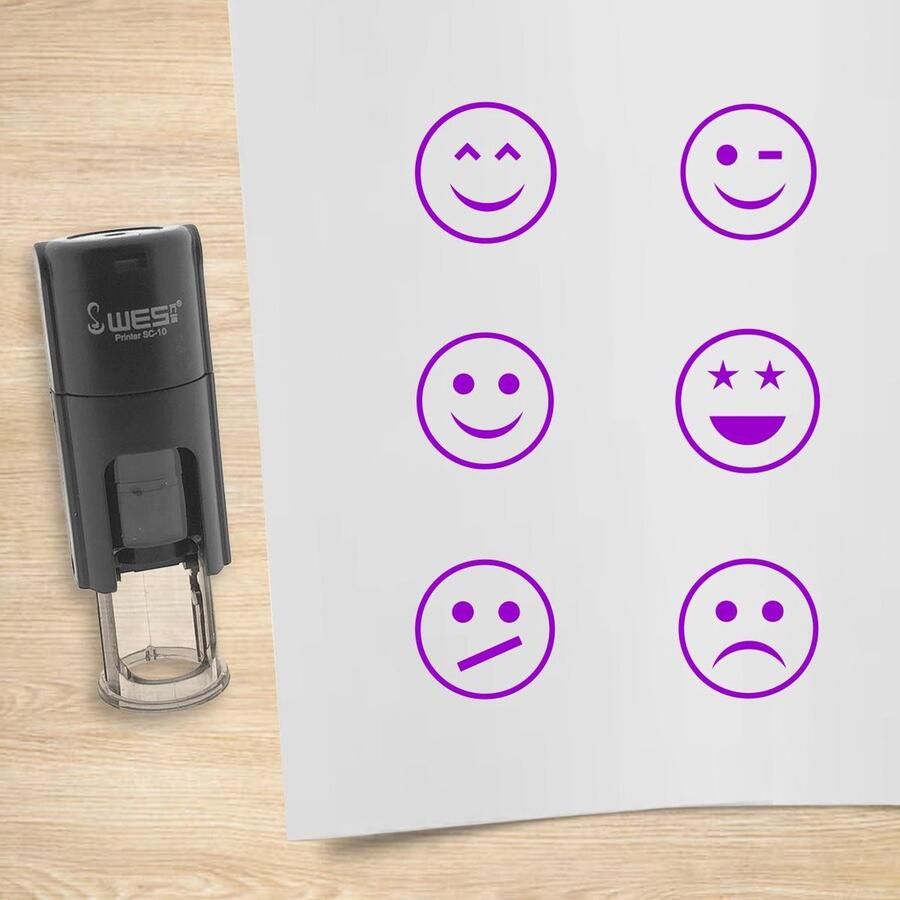 CombiCraft stempelset Smiley paars met 6 stempels