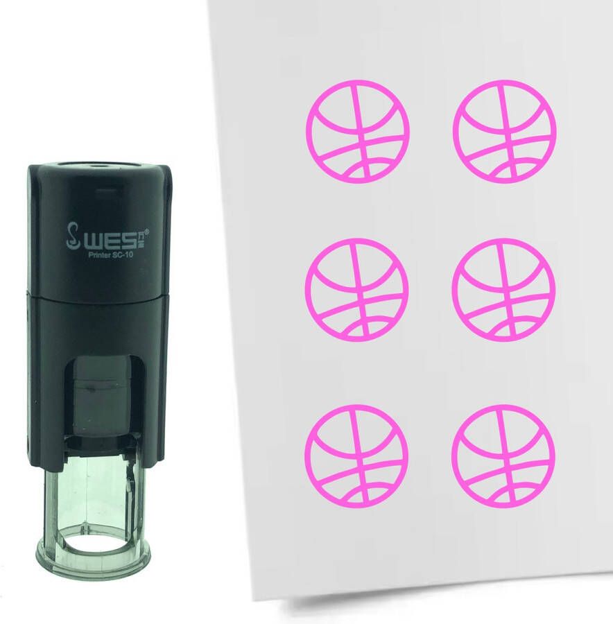 CombiCraft Stempel Basketbal 10mm rond roze inkt