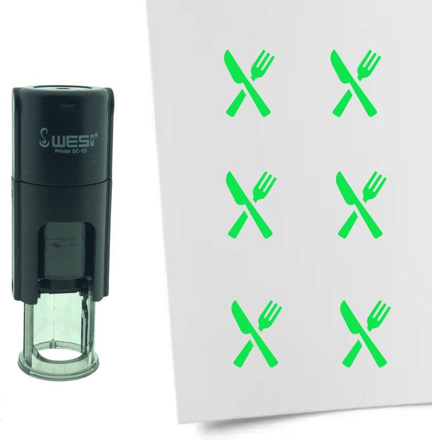 CombiCraft Stempel Bestek 10mm rond groene inkt