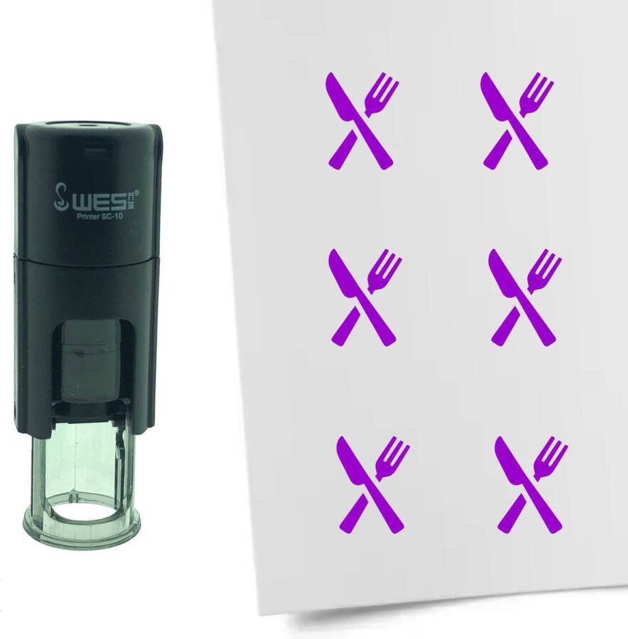 CombiCraft Stempel Bestek 10mm rond paarse inkt