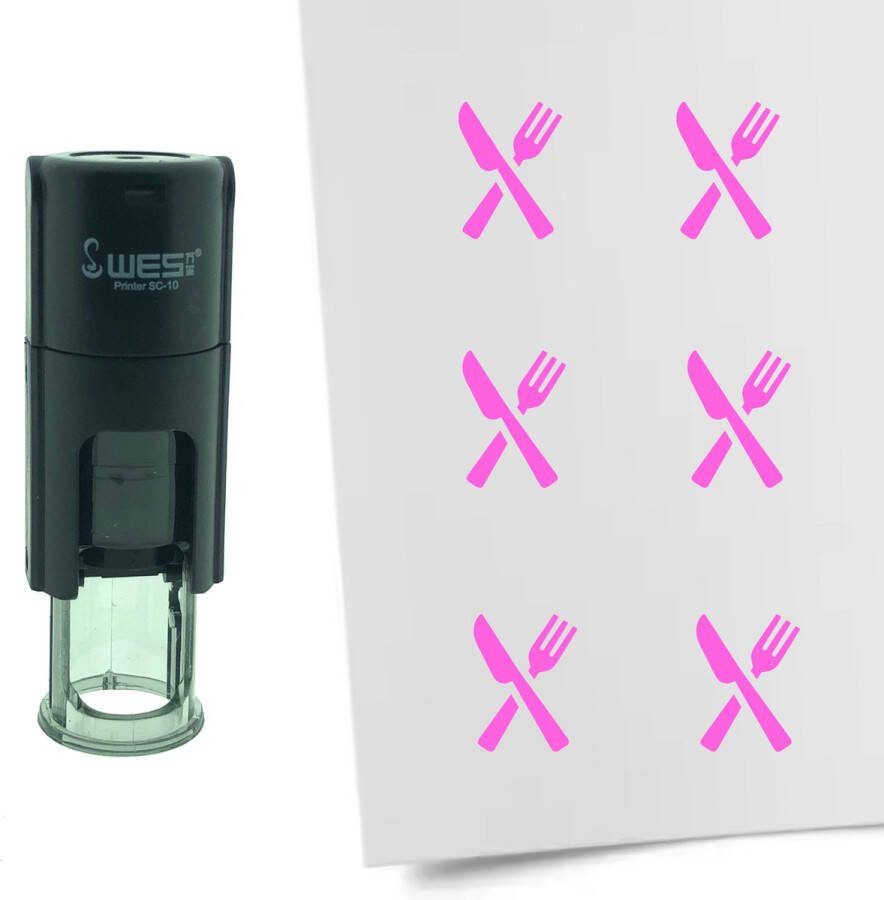 CombiCraft Stempel Bestek 10mm rond roze inkt