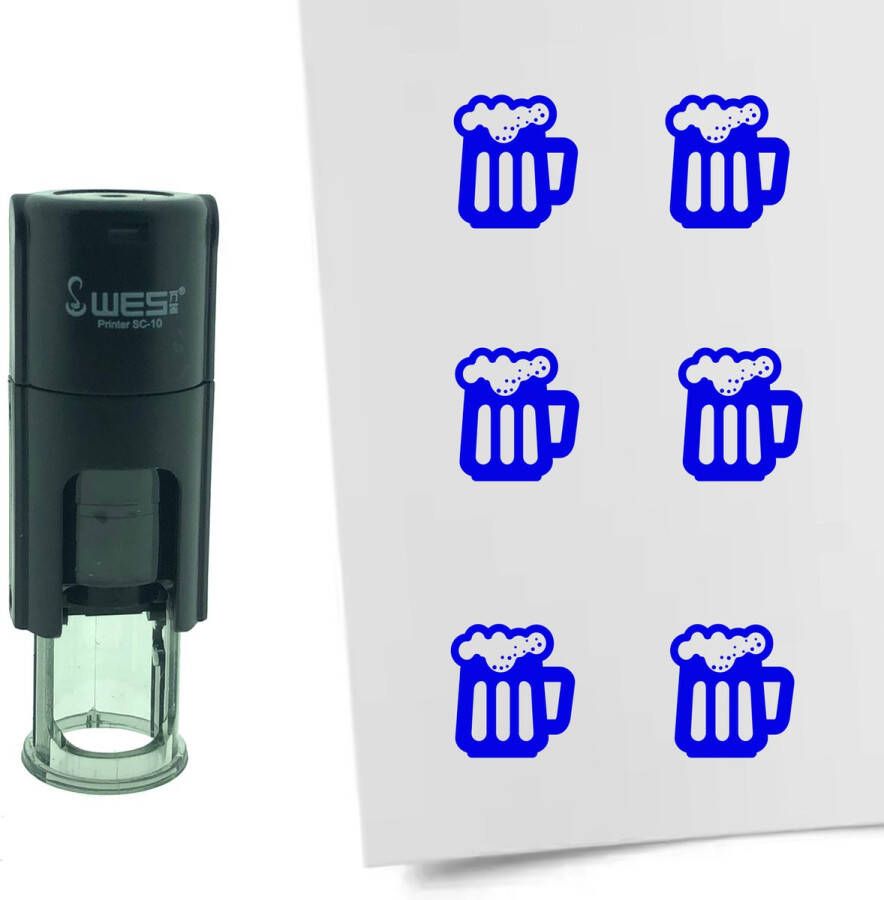 CombiCraft Stempel Bier 10mm rond blauwe inkt