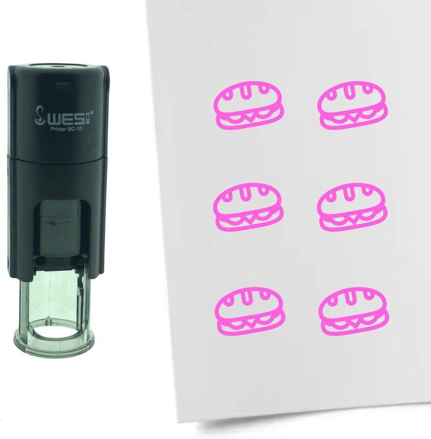 CombiCraft Stempel Broodje 10mm rond roze inkt