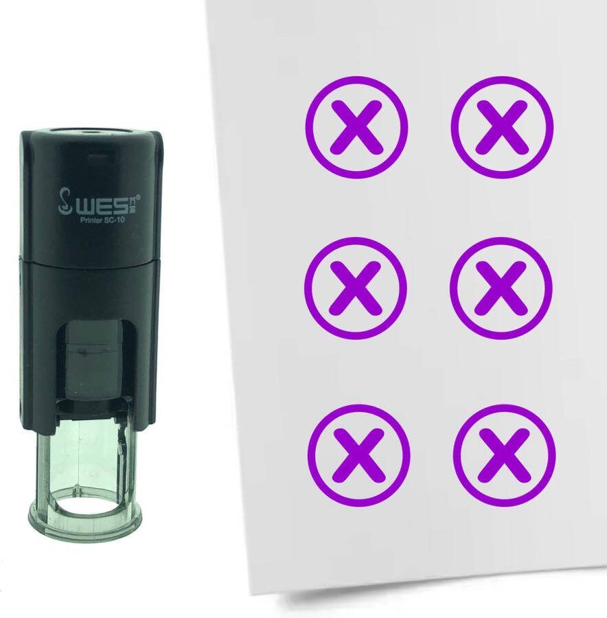 CombiCraft Stempel Checkbox met Kruisje 10mm rond Paarse inkt