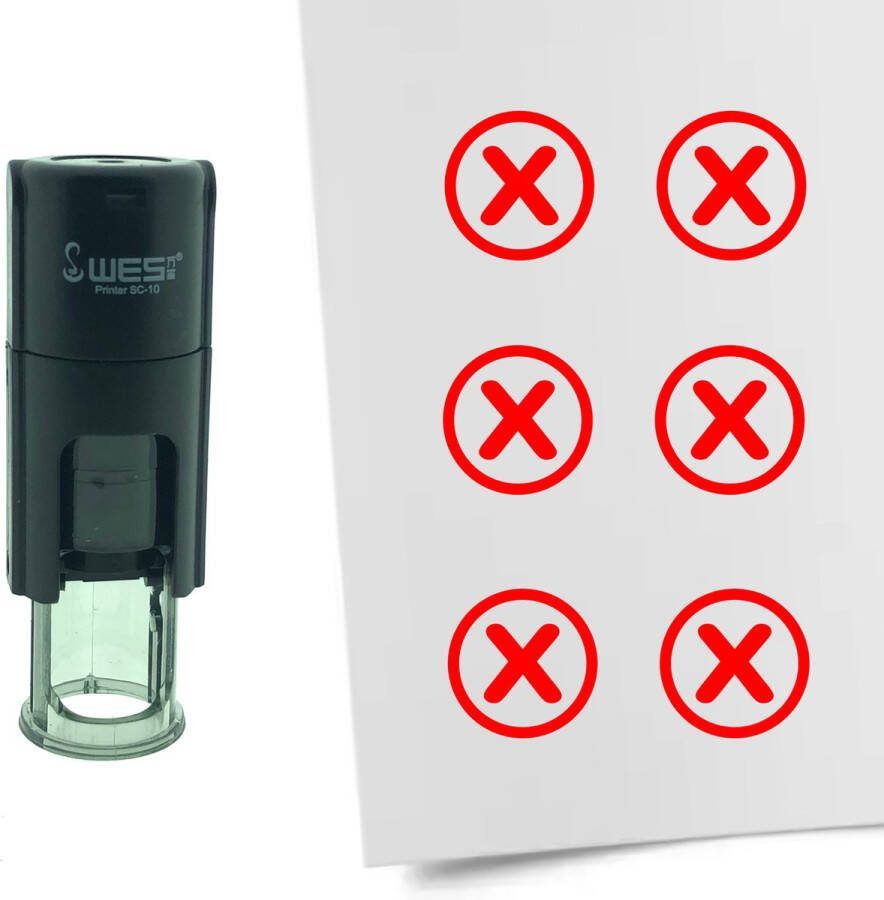 CombiCraft Stempel Checkbox met Kruisje 10mm rond Rode inkt