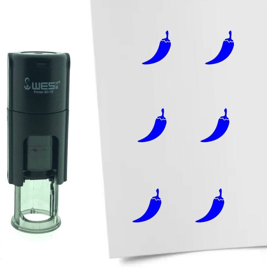 CombiCraft Stempel Chili Peper 10mm rond Blauwe inkt