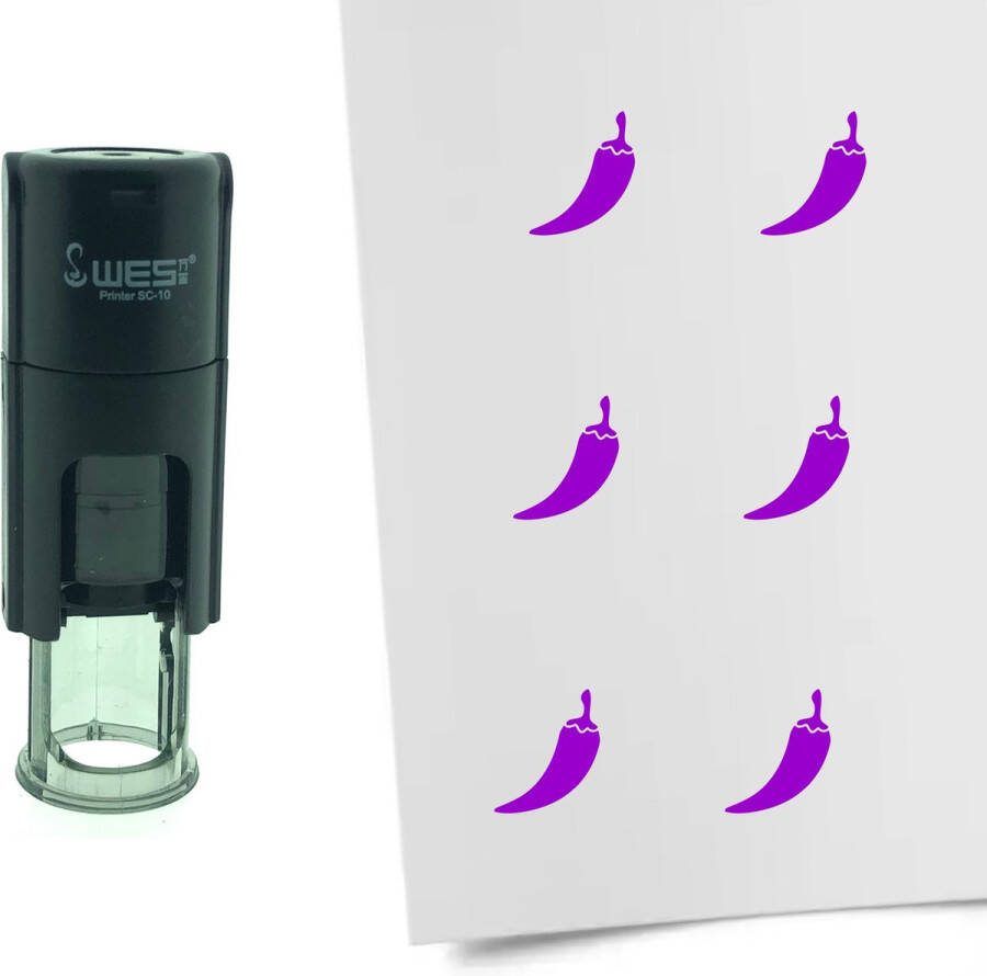 CombiCraft Stempel Chili Peper 10mm rond Paarse inkt