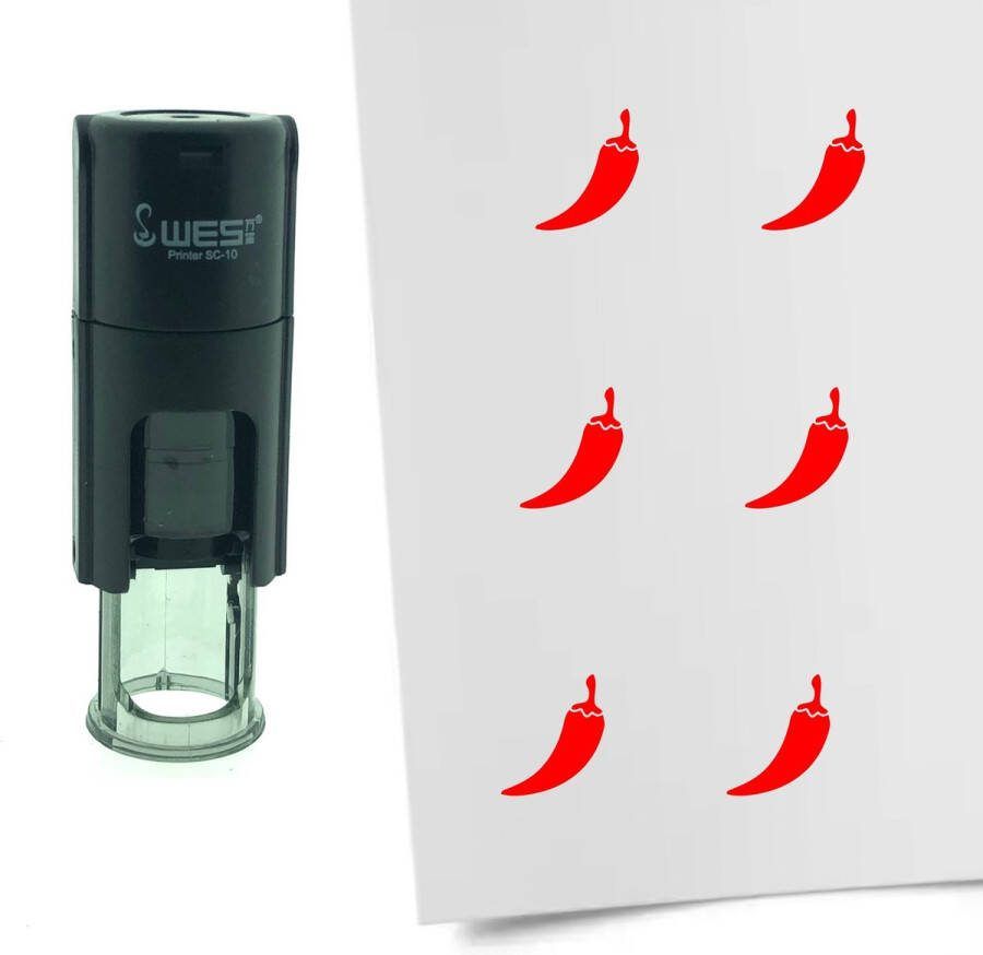 CombiCraft Stempel Chili Peper 10mm rond Rode inkt