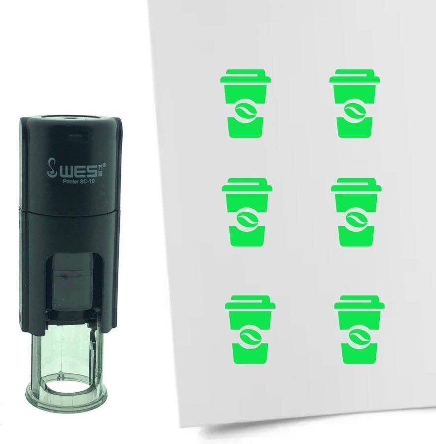 CombiCraft Stempel Coffee-to-go of Koffiebeker 10mm rond groene inkt