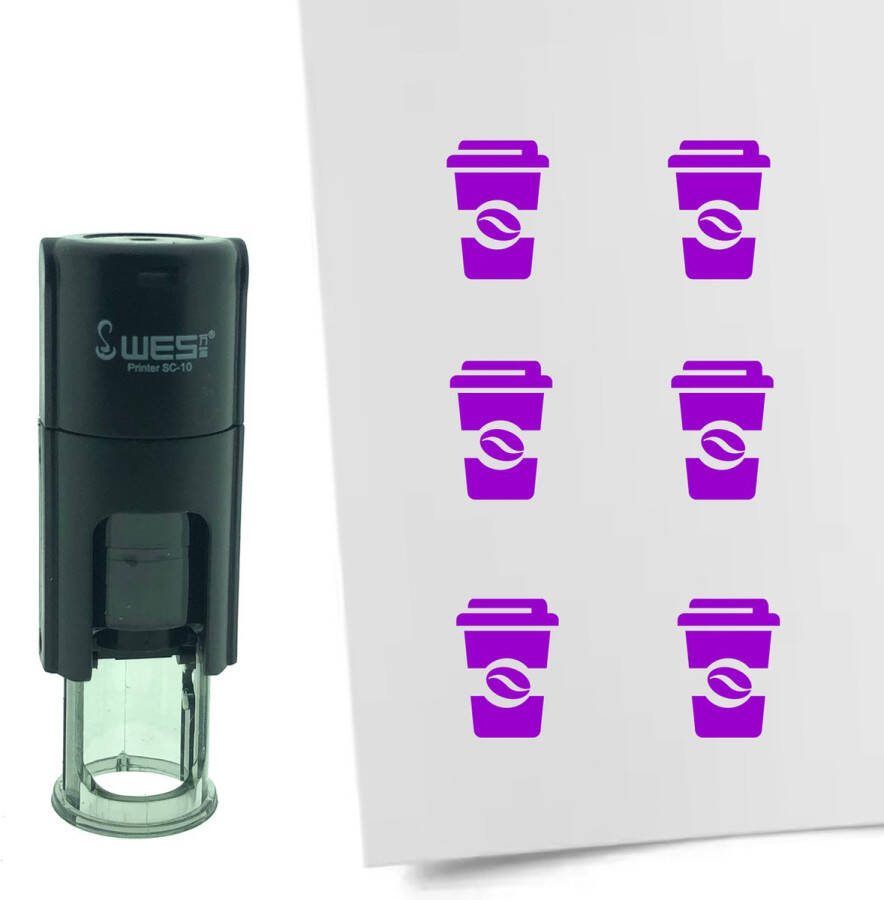 CombiCraft Stempel Coffee-to-go of Koffiebeker 10mm rond paarse inkt