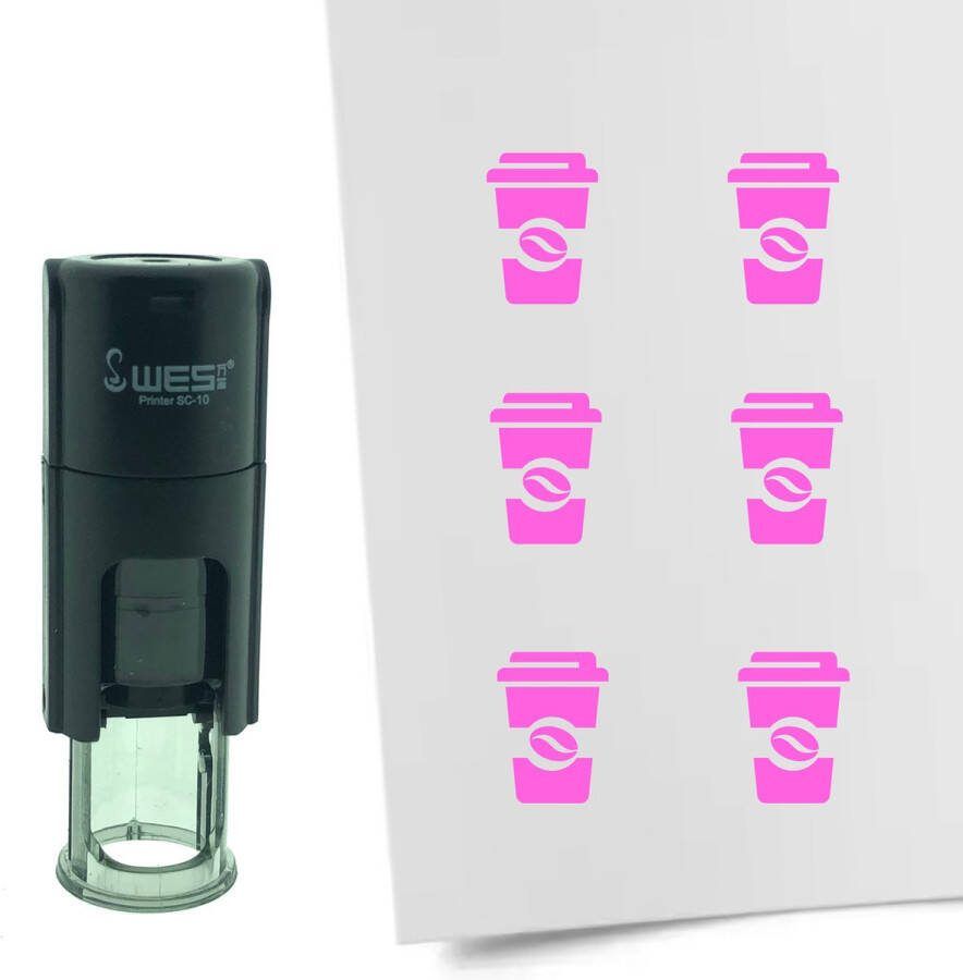 CombiCraft Stempel Coffee-to-go of Koffiebeker 10mm rond roze inkt