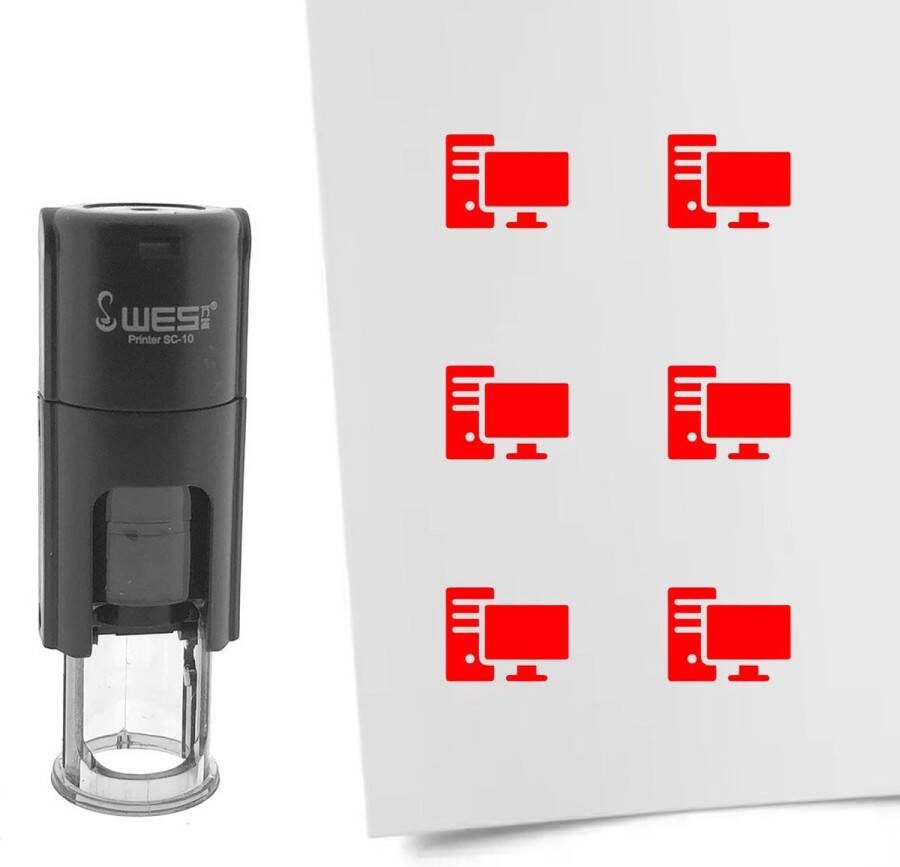 CombiCraft Stempel computer 10mm rond rode inkt per 1 stuk