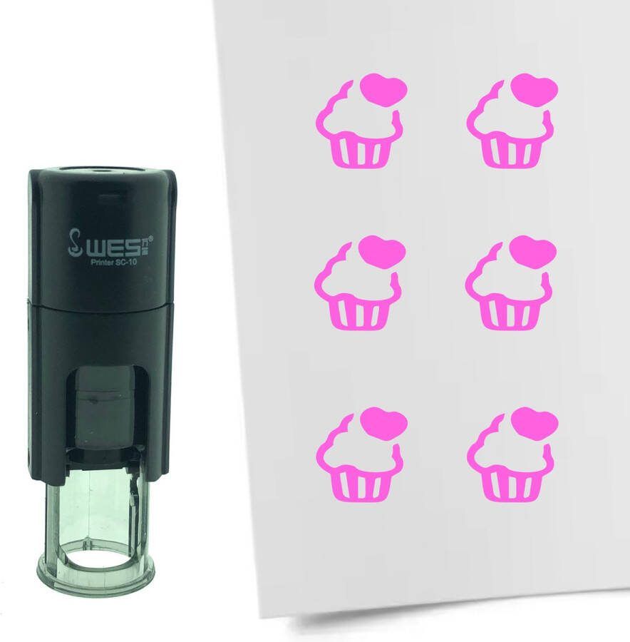 CombiCraft Stempel Cupcake 10mm rond roze inkt