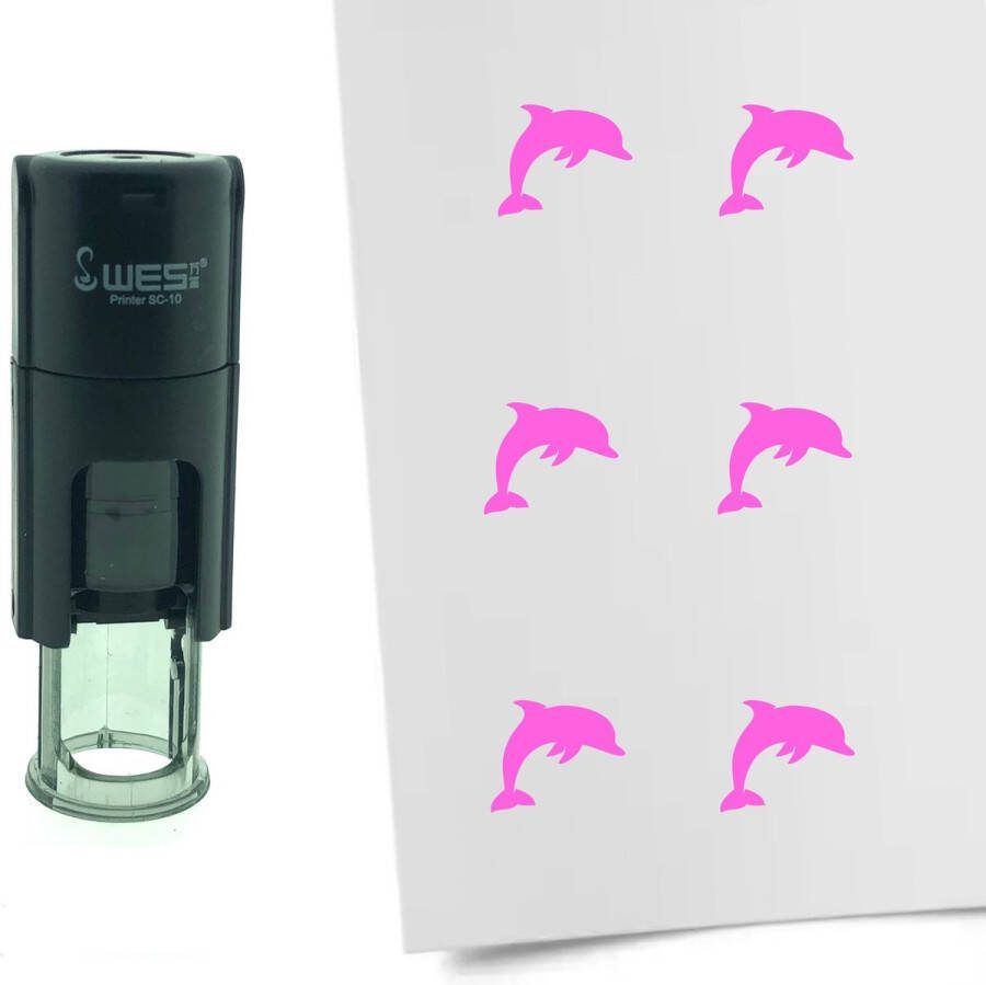CombiCraft Stempel Dolfijn 10mm rond Roze inkt