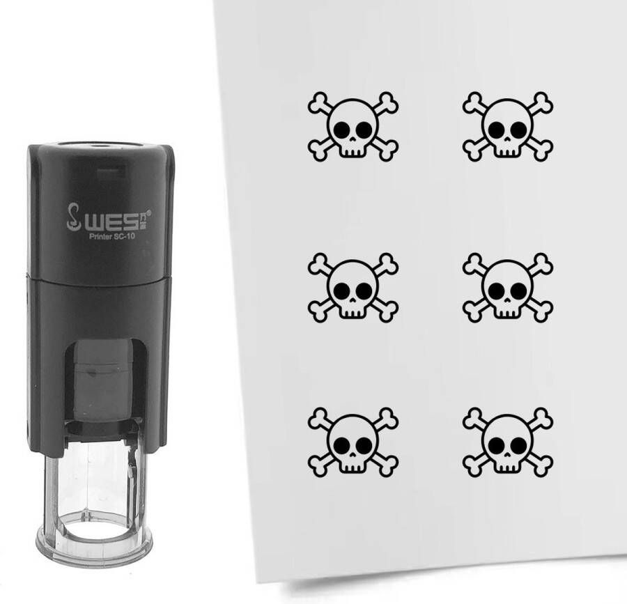 CombiCraft Stempel doodshoofd 10mm rond zwarte inkt per 1 stuk