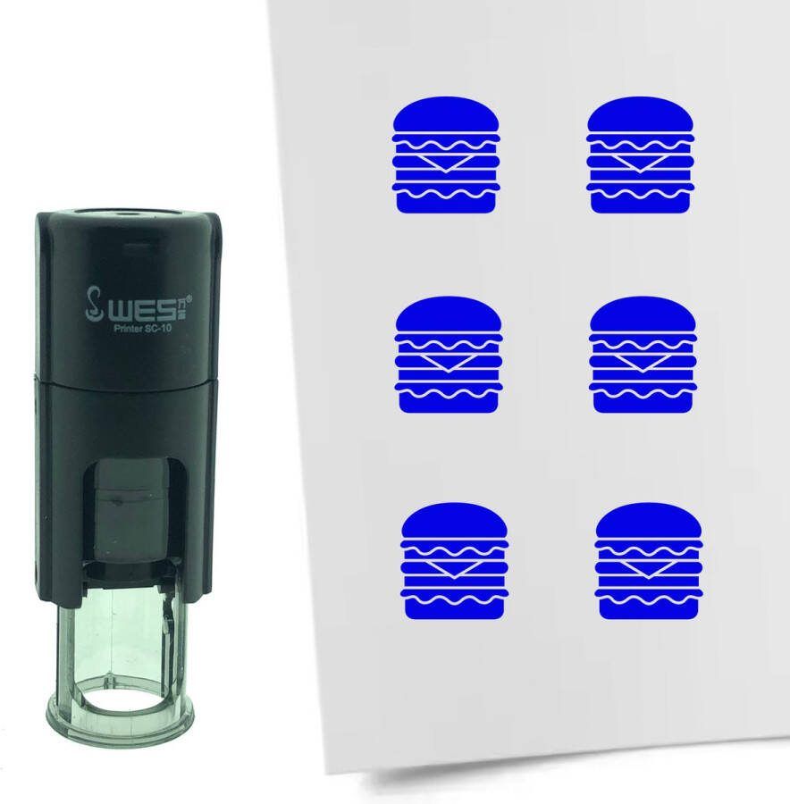 CombiCraft Stempel Dubbele Hamburger 10mm rond blauwe inkt