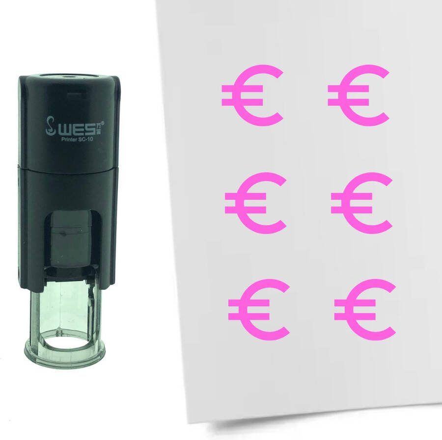 CombiCraft Stempel Euro teken 10mm rond roze inkt