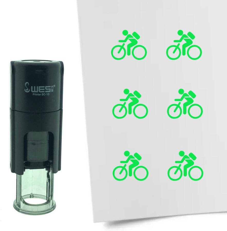 CombiCraft Stempel Fiets 10mm rond groene inkt