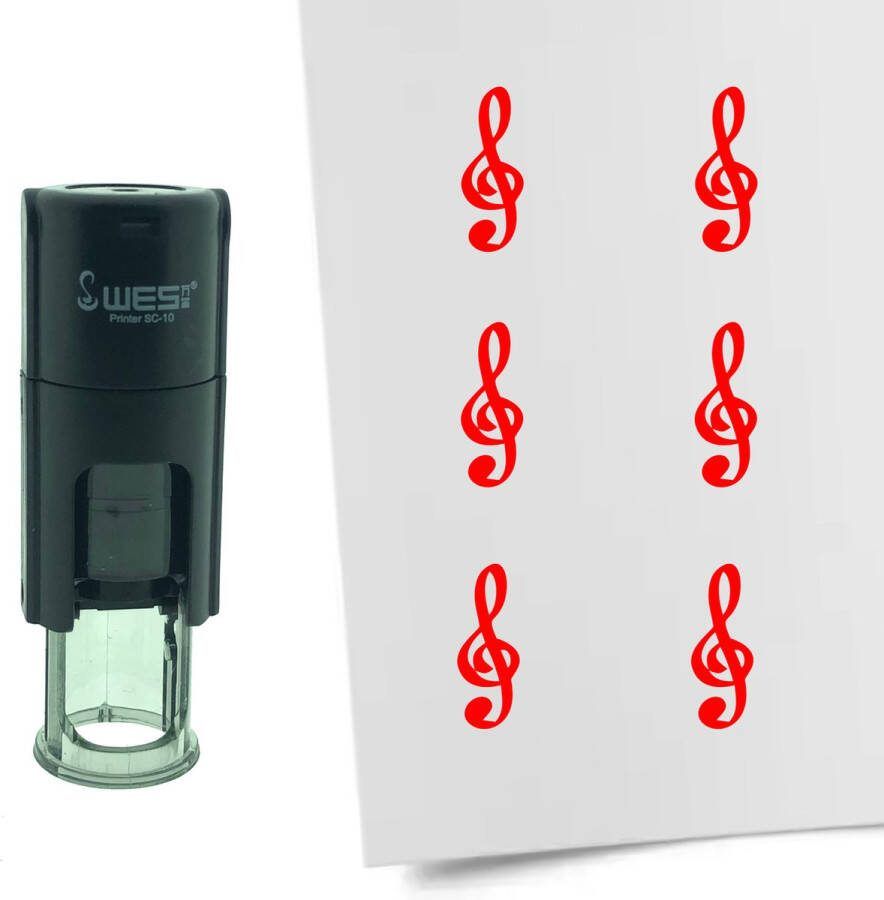 CombiCraft Stempel G-Sleutel 10mm rond rode inkt