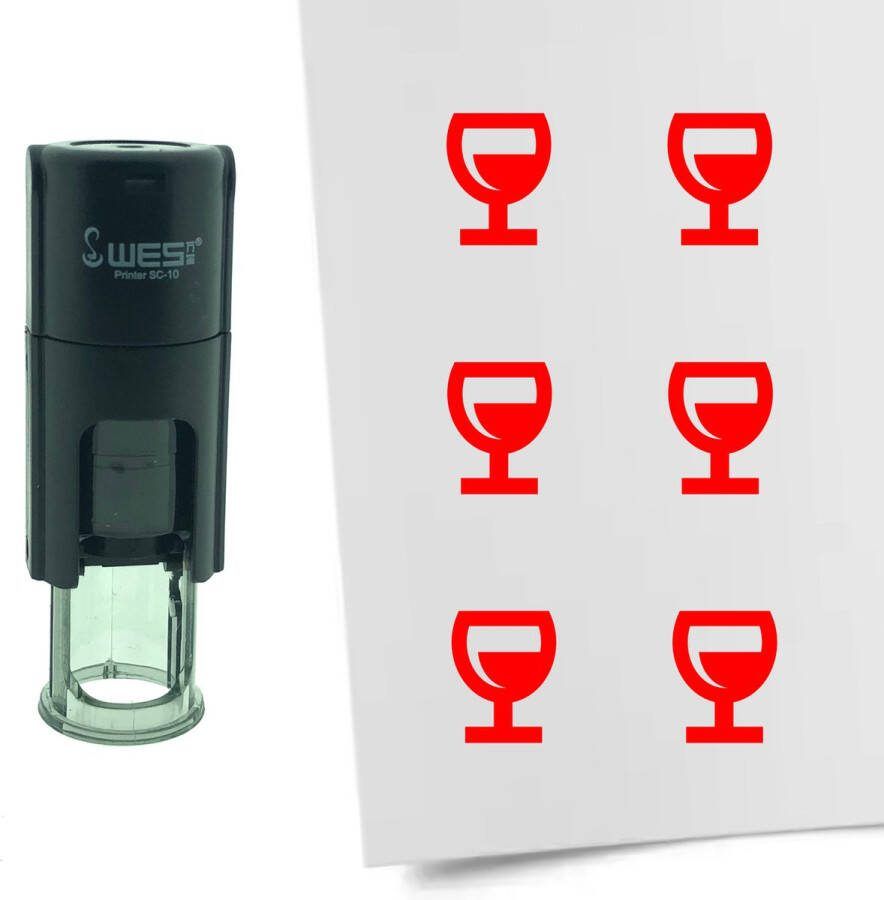 CombiCraft Stempel Glas Wijn 10mm rond rode inkt