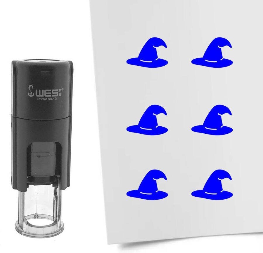 CombiCraft Stempel heksenhoed 10mm rond blauwe inkt per 1 stuk