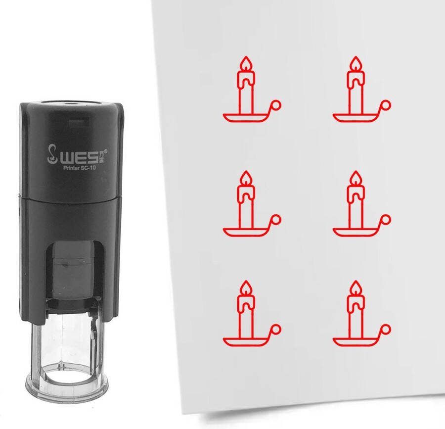 CombiCraft Stempel kaars 10mm rond rode inkt per 1 stuk