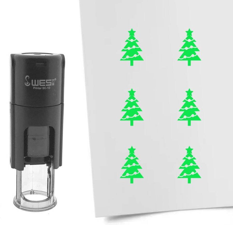 CombiCraft Stempel kerstboom 10mm rond groene inkt per 1 stuk