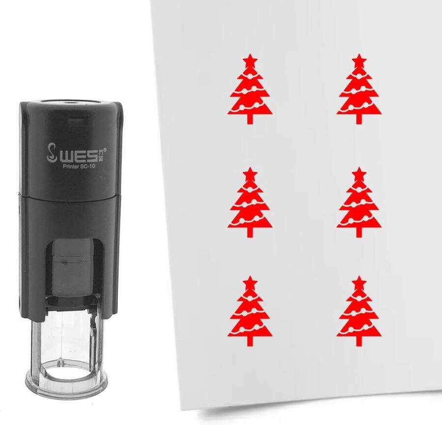 CombiCraft Stempel kerstboom 10mm rond rode inkt per 1 stuk
