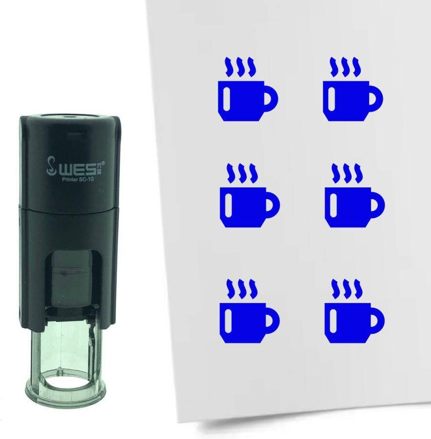 CombiCraft Stempel Koffiekop 10mm rond blauwe inkt