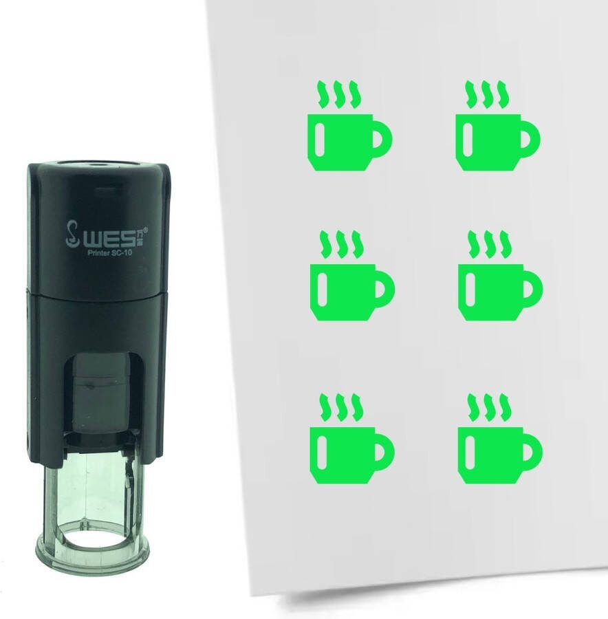 CombiCraft Stempel Koffiekop 10mm rond groene inkt