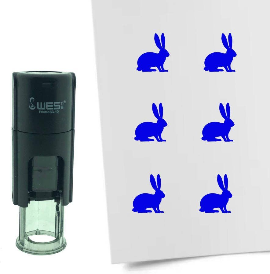 CombiCraft Stempel Konijn 10mm rond blauwe inkt