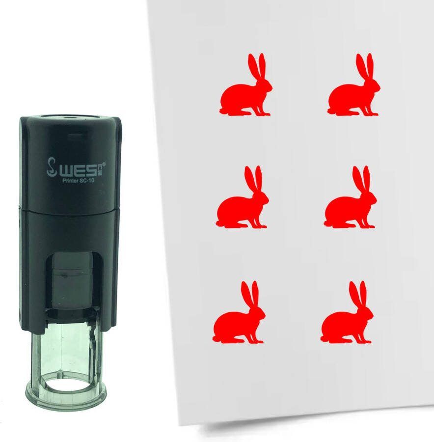CombiCraft Stempel Konijn 10mm rond rode inkt