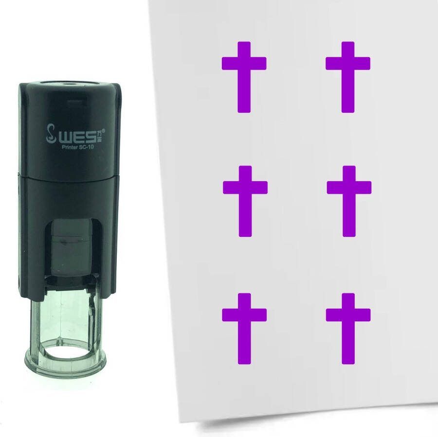 CombiCraft Stempel Kruis Christendom 10mm rond Paarse inkt
