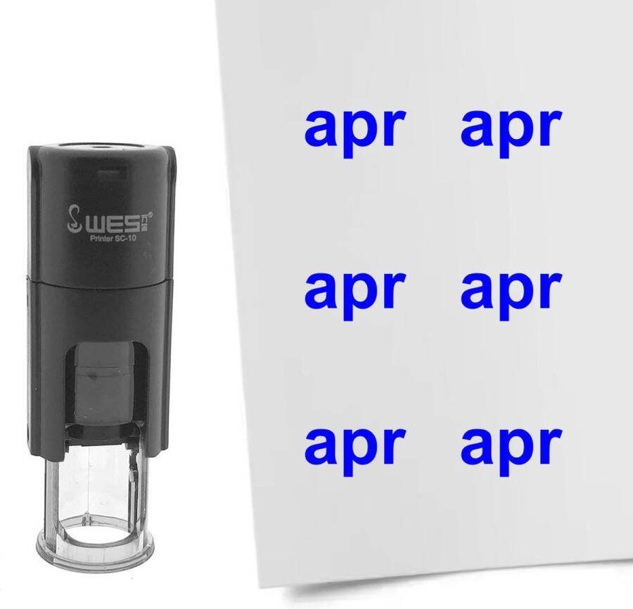 CombiCraft Stempel maand april 10mm rond blauwe inkt per 1 stuk