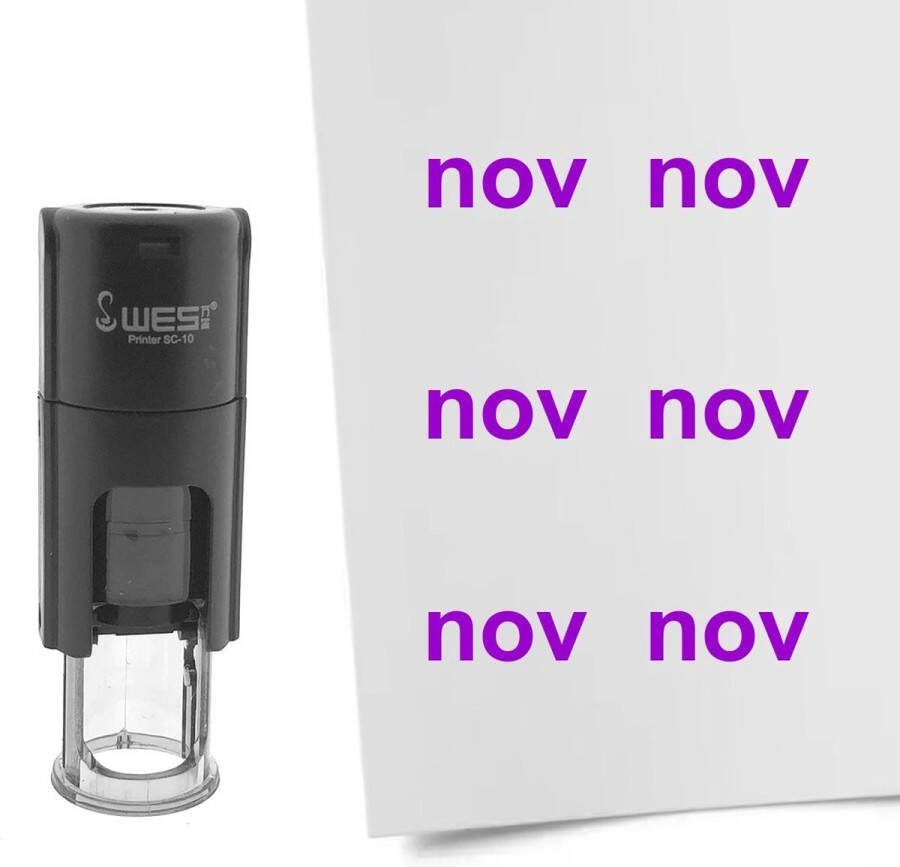 CombiCraft Stempel maand november 10mm rond paarse inkt per 1 stuk