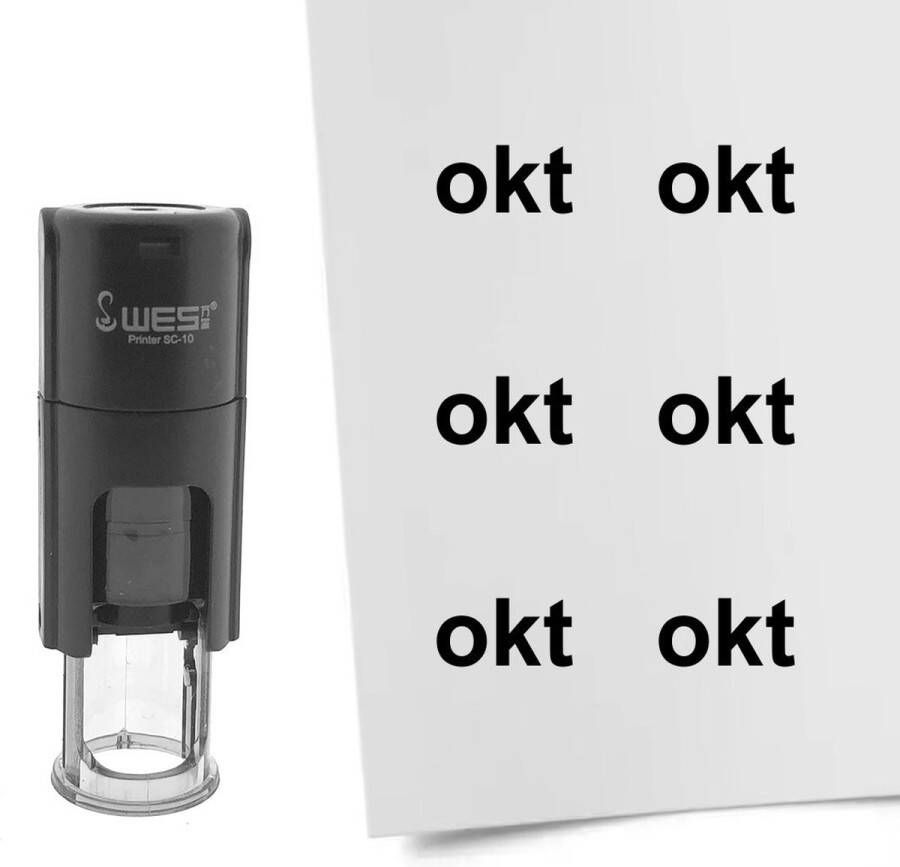 CombiCraft Stempel maand oktober 10mm rond zwarte inkt per 1 stuk